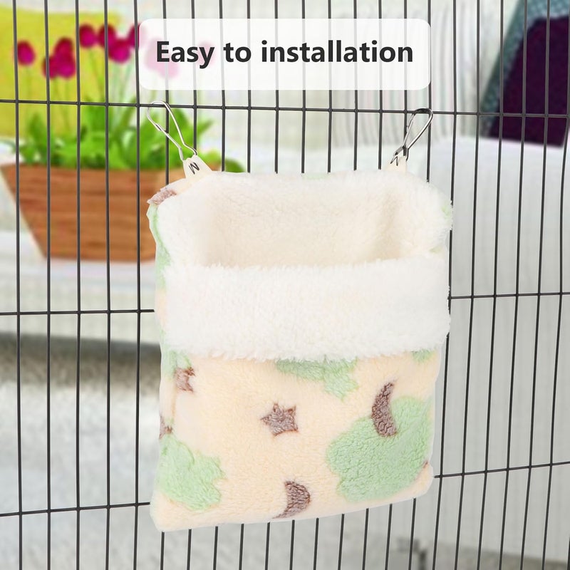 Reshiho Sugar Glider Sleeping Pouch Bag, Warm Hamster Hammock Pouch Sack Small Pet Hanging Bed for Hamster Rat Hedgehog Squirrel and Other Small Animal (Green) - Image 3